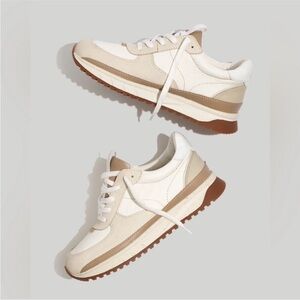 Madewell Women's Cream and Tan Sneakers